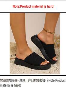 Sandali casual da donna con zeppa e suola spessa, adatti per vacanze, viaggi, uso quotidiano e spiaggia, outfit primaverili ed estivi - nero - Visualizzare 7