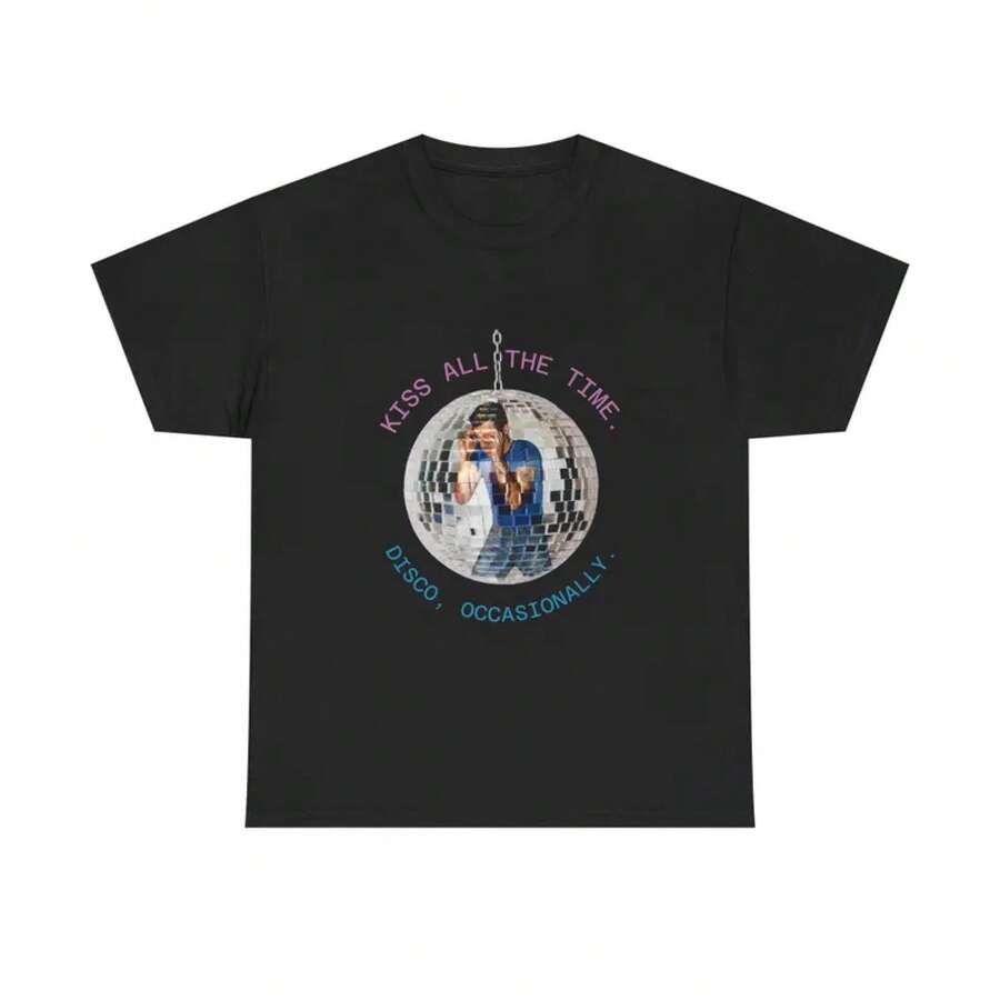 Kiss All The Time Disco T-Shirt, Album Song Titles Back Print - Black - View 1
