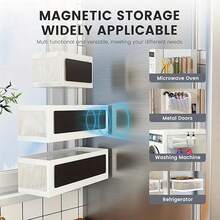 Refrigerator Rack, Whiteboard Classroom Basket Storage Rack, Storage Cabinet, Magnetic Storage Box Container (Black/White) - Multicolor - View 2