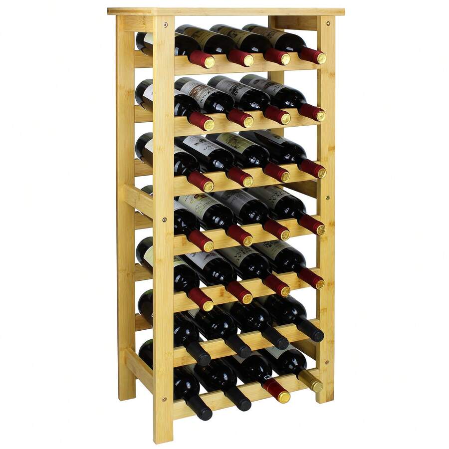 Wine Rack, Display Holder With Table Top, Free Standing Storage Shelves For Kitchen, Pantry, Cellar, Bar - Natural - View 1