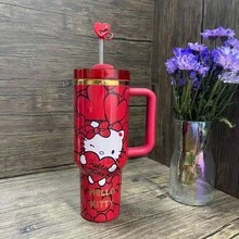 SANRIO 40 Oz Tumbler Stainless Steel Coffee Mug Cup Insulated Portable Vacuum Travel Tumbler With Handle Lid Straw Water Bottle Stanleyss - Multicolor - View 3