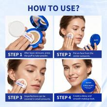 danche Collagen CC Cushion Foundation, Hydrating High Coverage Base Makeup, Naturally Evens Skin Tone Covers Redness Pores Acne Marks, Lightweight Fit Daily Makeup, Portable Design With Replacement Refill, 2 Shades Ivory Natural For Different Skin Tones - Multicolor - View 11