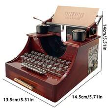 Typewriter Shaped Music Box Wind-Up Music Box Vintage Nostalgic Desktop Creative Birthday Gift Graduation Season Holiday Gift - Typewriter-shaped Ornament - View 4