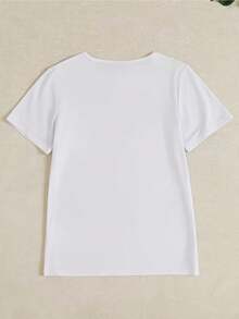 Camiseta de Mujer con Estampado de Micrófono Brillante - Frases Icónicas y Gráfico de Micrófono Brillante, Cuello Redondo, Manga Corta, Lavable a Máquina, Casual y Adecuada para Fiestas y Atuendos Diarios - Alta Calidad - Blanco - Ver 2