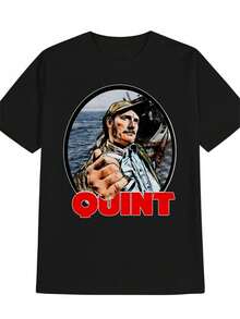 Men's Casual Crew Neck T-Shirt With Vintage Sailor Cap Print - QUINT, Attractive Red Print, Lightweight And Breathable, Ideal For Summer Travel, Nautical Style T-Shirt - 黑色 - 查看 1