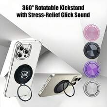 Borriig Soporte de anillo para teléfono con rotación de 360°, MagSafe, sonido de clic premium y agarre para dedos para todos los teléfonos inteligentes - Negro - Ver 2
