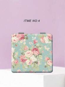 Vintage Blume Muster tragbarer Make-up Spiegel, französischer Landhausstil botanisches Muster PU Leder Reise Kosmetikspiegel, Brautjungferngeschenk, Brautparty Gastgeschenk, Damen Taschenspiegel, Hochzeitsfeier, Geburtstag, Valentinstag, Weihnachten, Jahrestag Geschenk für sie - Verschiedenfarbig - Übersicht 15