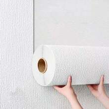 1/5 Roll Linen White Self-Adhesive Wallpaper, 50*280cm Wide Self-Adhesive, Linen Waterproof Moisture-Proof Home Wall Sticker, Bedroom Living Room Renovation Decor Thick Wallpaper, Rough Wall Ceiling Renovation Wallpaper - Flax White - View 9