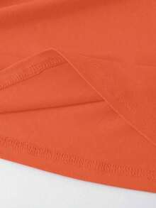 Camiseta de manga corta con eslogan y diamantes de imitación para mujer, tallas grandes - Naranja - Ver 6
