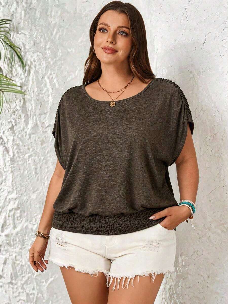 Camiseta de Pascua colorida talla grande, camiseta casual de cuello redondo holgada con cintura, vacaciones, ropa casual de verano para mujeres talla grande, Día de San Valentín, Día de San Valentín talla grande, festival de verano para mujeres - Marrón - Ver 1