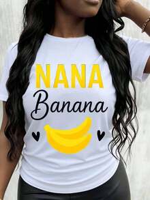 GraphicNana Women's Banana Graphic T-Shirt, Funny Banana Design T-Shirt, Casual White T-Shirt For Women, Summer Top, Gift Idea - 白色 - 查看 7