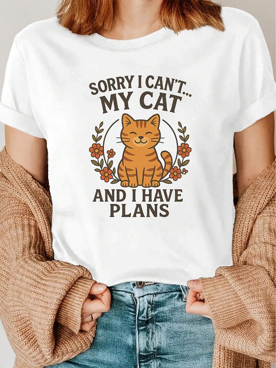 Camiseta unisex de manga corta, AMujeresVintageNaranjaGatoGráficoTee,HechodeconaRedondoCuelloYCortoMangas,CaracterísticasunNaranjaGatoDiseñoAdecuadoparaTodosEstaciones del año,aRegularLongitudCamisaPerfectoparaTodo el añoWearplayerashombre, , , Dazymujer,romwehombres, bohochic,maestrasregalos,camisetaparaconjuntos de mujercon curvasparamu,y2k, - Blanco - Ver 1