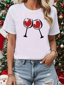 Urban Sense - Camiseta Blanca de Manga Corta con Cuello Redondo y Estampado de Corazones, Casual, Lavable, Ideal para Fiestas, Reuniones de Amigos y Atuendos Festivos, Camiseta de Algodón Puro de Alta Calidad de 220g con Estampado Minimalista, Tela Suave y Transpirable, Cómoda y Holgada, Adecuada para Uso Diario, Ideal para Vestimenta Casual de Oficina, Apariencia Diaria en Primavera y Verano, Ropa de Manga Corta Elegante y Juvenil para Mujer, Regalo para el Día de la Madre C1FI Adecuado como regalo. playera de mujer. blusas>elegantes. boho chic,Top de mujer suave, transpirable y cómodo, ideal para primavera, verano y otoño, perfecto para vacaciones, viajes y uso diario. - Blanco - Ver 1