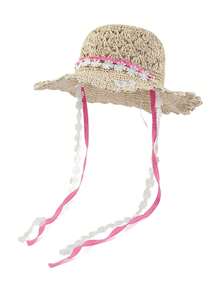 1pc Women's Beach Hat, Summer Sun Hat, Round Top Straw Hat, Unisex Suitable For All Seasons, Denim Cowboy Hat, Wide Brim Beach Hat, Women's Beach Accessory, Suitable For Fishing, Hiking, Beach, Cruise - Straw Hat - View 11