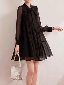 Women Midi Dresses - Black - View 1
