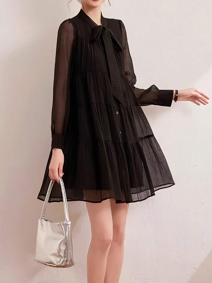 Women Midi Dresses - Black - View 1