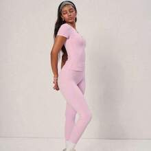 PinkTip Khaki Basic Top And Pants Set, High-Waisted Loose Fit, Essential For Summer Casual And Fitness Sports - Rojo - Ver 7