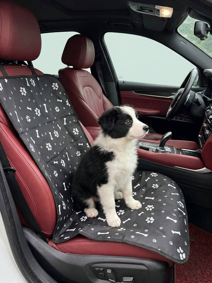 Alfombrilla para mascota de doble capa resistente al desgaste con patrón de tela Oxford para asiento de pasajero de coche - Multicolor - Ver 1
