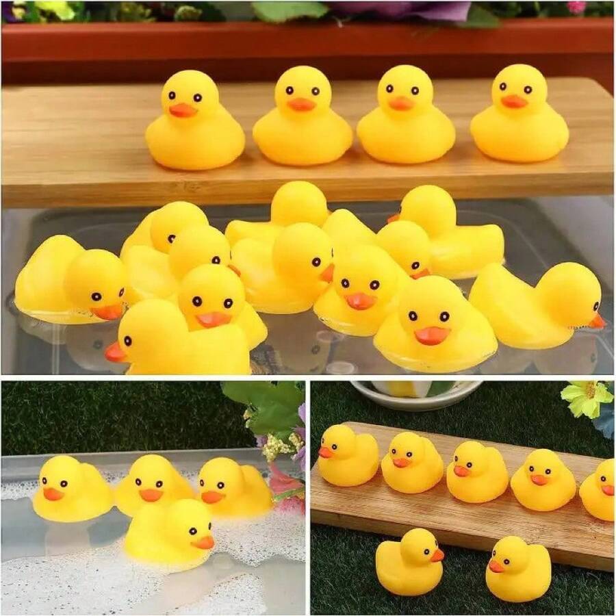 5 uds pato de goma juguetes de baño Mini patos amarillos pato flotante juguete de baño de bebé ducha fiesta favores regalo para niños pequeños niños niña - 5 piezas - Ver 1