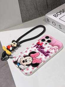 This Disney Mickey Mouse Lanyard Phone Case Is Fully Covered In TPU Material. It's Shockproof, Lightweight, And Compatible With IPhone17/16/11/13/15/15 Plus/15 Pro/15 Pro Max/12/14 Pro Max/11 Pro Max/12 Pro/12 Pro Max/13. This Phone Case Makes A Popular Birthday Gift Or Business Gift; It's Durable, Stain- And Fingerprint Resistant, And Suitable For Both Men And Women. The Set Also Includes A Mickey Mouse Phone Case And A Mickey Mouse Plush Bracelet. It's A Perfect Gift For Friends And Family. This Stylish Phone Case Is Fun, Lightweight, And Durable. IPhone17 Pro Max Phone Case, Minnie Mouse Phone Case. - 白色 - 查看 6