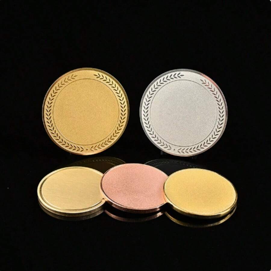 1/5pcs Uncoated Raw Blank Metal Coins, Customizable Engraving - A - View 1