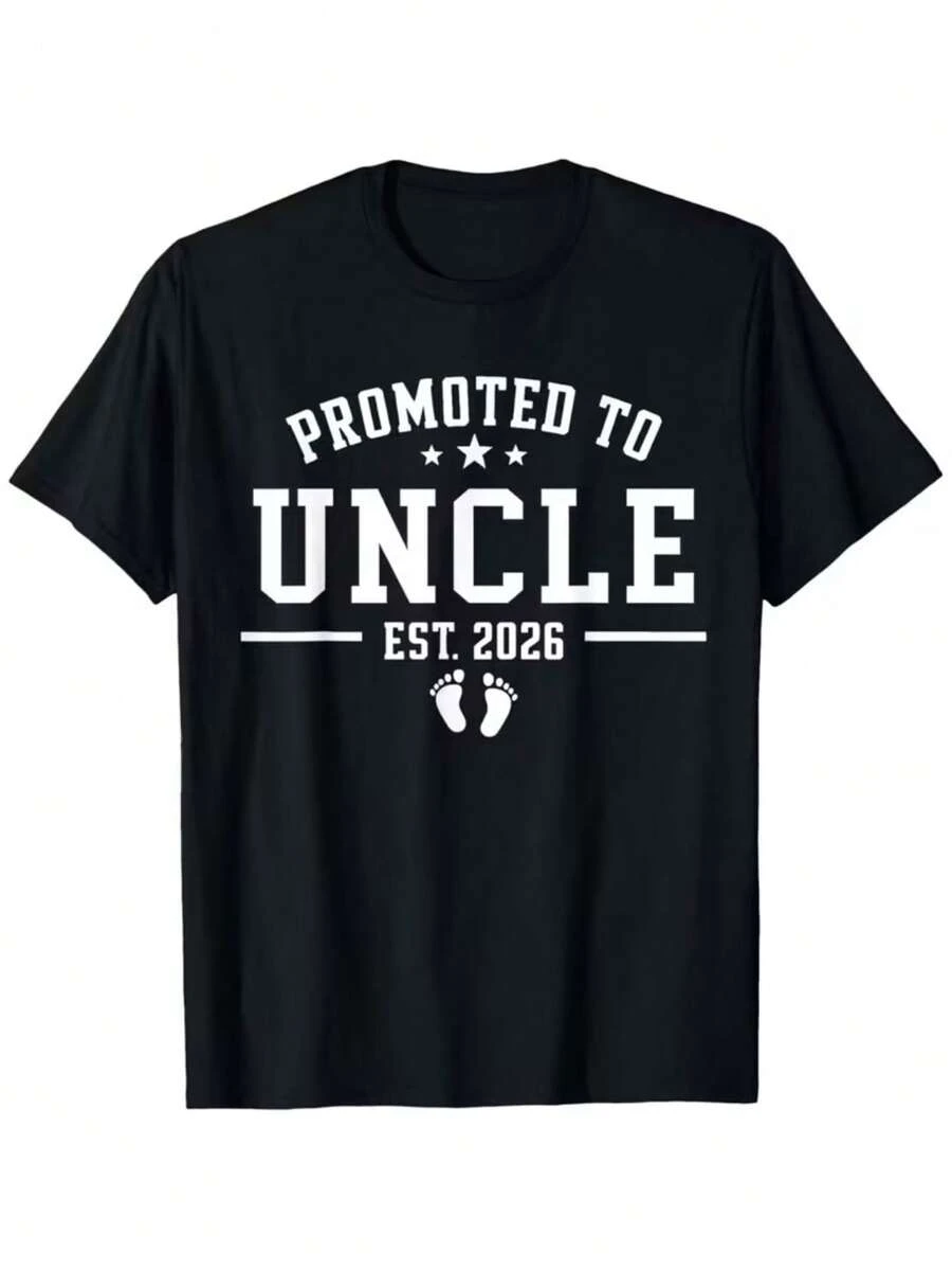 Camiseta unisex de manga corta, para hombrePromovidoATíoCamisetaBebéDuchaAnuncioRegaloCamisaDivertidoFamiliaPuestoCambioTee,CortoMangaTripulaciónCuelloTopplayerashombre, , , Dazymujer,romwehombres, bohochic,maestrasregalos,camisetaparaconjuntos de mujercon curvasparamu,y2k, - Negro - Ver 1