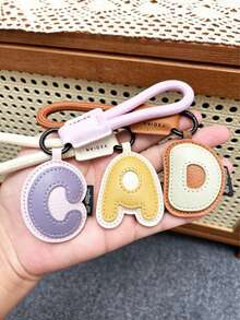 26 Letter Options Keychain - Letter Accessories Designed For English Names, Backpack Charm Accessories, Student Decoration, Portable Cute PU Leather Keychain, Suitable As Valentine's Day Gift Or Unisex Keychain Accessory - Letter - View 4