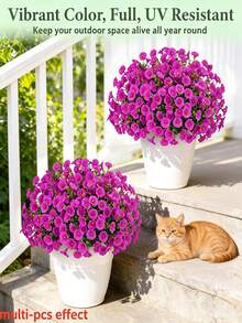 1/6/12pcs - Colorful Vibrant Artificial Plant Flowers Outdoor Spring/Summer Decor, Pink Faux Daisy Eucalyptus Durable, Suitable For Indoor/Outdoor Decoration, Outdoor Home, Porch, Yard, Windowsill, Yard Decor, Wedding And Home Decor, Yard, Window, Yard Decor, Ornaments, Winter Decor, 2026 New Year - Hot Pink - View 2