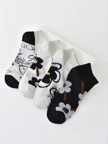 Bộ 4 món phối họa tiết hoa đen trắng, thoáng khí, đa năng, thích hợp mặc thường ngày. - Nhiều màu - Xem 3