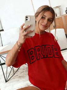 New 2026 Collection: Cotton T-Shirt For Bride, Minimalist T-Shirt For Bride, Wedding, Bachelorette Party, Aesthetic T-Shirt For Bride 3XL, Classic Thick Cotton Short Sleeve Graphic Print T-Shirt For Bachelorette Party, Casual Short Sleeve Top For Women, Short Sleeve Sports T-Shirt. - 杏色 - 查看 10