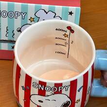 Cốc sứ Snoopy sọc lớn, tay cầm tròn, hình hoạt hình dễ thương, cốc cà phê/nước, quà tặng. - Nhiều màu - Xem 4