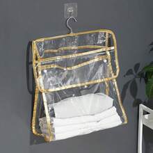 1pc Waterproof Hanging Storage Bag, Bathroom Wall Mounted Clothes Organizer, Shower Phone Toiletry Pouch, Dorm Bathroom Waterproof Hanging Bag For Clean Clothes Storage - Multicolor - View 7