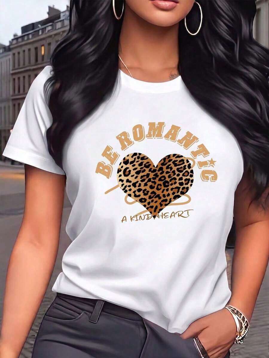 Soft Women's Casual Printed T-Shirt, Short Sleeve, Crew Neck, Spring/Summer Local Urban Fashion. New Summer Women's T-Shirt, Casual And Comfortable Crew Neck Top - 白色的 - 查看 1