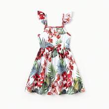 PatPat Family Matching Floral Print Outfits Tropical Print Spaghetti Strap Body-Con Dress For Mom & Daughter, Color-Blocked T-Shirts For Dad & Son Perfect For Summer Vacations & Family Photos - 紅色 - 查看 3