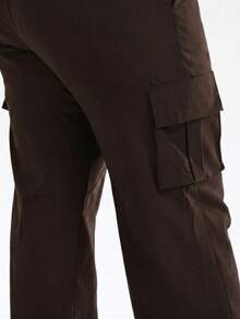 Wide Leg Plus Size Winter High Waist New Release Cold Autumn Elegant Palazzo Pants With Side Pockets Cargo Butt Lifting Premium Tailoring Sizes 46 To 56 - 鏽棕色 - 查看 9