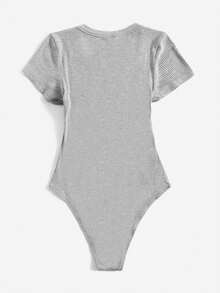 Body de punto acanalado sólido - Gris Claro - Ver 2