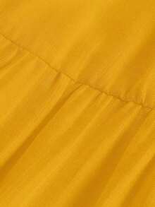 MOD Vestido de tirantes unicolor con cordón bajo con fruncido - Amarillo - Ver 3