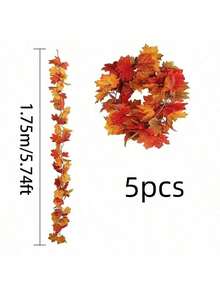 1-10 piezas de enredadera artificial de hojas de arce de otoño, planta falsa, decoración de otoño, hojas de enredadera adecuadas para Acción de Gracias, Halloween, vacaciones y decoración de bodas - Albaricoque - Ver 13