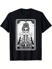 Camiseta unisex con diseño de calavera de gato y la frase "Mamá Gato Blanco", un excelente regalo para Navidad, Halloween o el Día de Acción de Gracias.Esta camiseta unisex está hecha de tela suave y cuenta con cómodas mangas cortas negras. - Negro - Ver 8