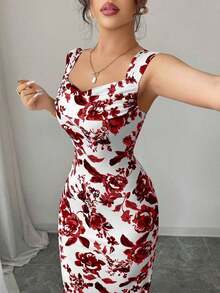 Un vestido largo sin mangas para unas elegantes vacaciones de verano para damas - Burdeos - Ver 6