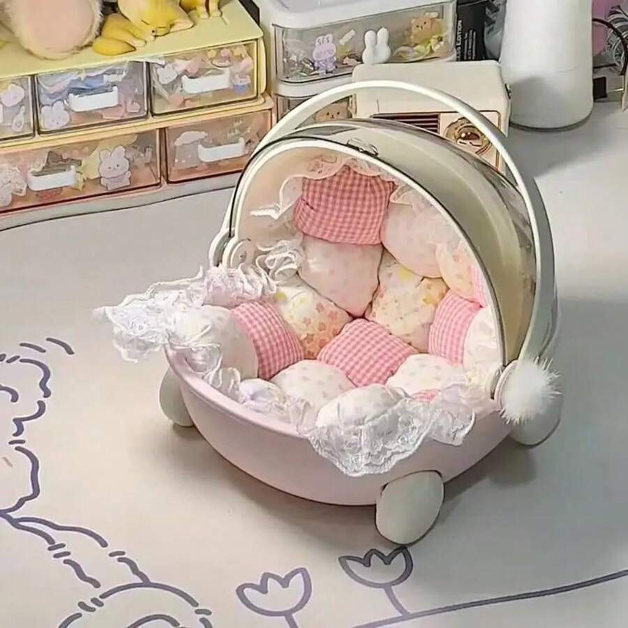 Lồng vận chuyển thỏ có ổ ấm, đệm và khóa, lồng di động có dây xích, lồng vận chuyển động vật nhỏ bằng nhựa thoáng khí. - A - Xem 1