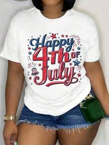 3 camisetas patrióticas para mujer del 4 de julio con estampado del Día de la Independencia con estrellas, rayas y fuegos artificiales, transpirables, de cuello redondo, manga corta, estilo casual, corte en A, estilo retro para celebraciones de verano.|Moda Urbana Local de Primavera/Verano||Uso Casual Diario Primavera Verano Moderno Moldeador|Conjunto de verano para mujer, ropa de vacaciones|Blusas elegantes para mujer, ropa de primavera, blusas de verano. - Negro - Ver 10