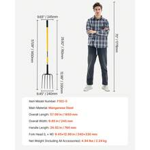 Garden Fork, 5-Tine Gardening Pitchfork With Fiberglass Handle, 57 In Heavy Duty Digging Fork With Y Grip, Forged Steel Spading Fork For Hay Potato Composting Transplanting Aeration - Hay Fork, 5 Tines, Steel, Fiberglass Handle, 1 Pc - 查看 11