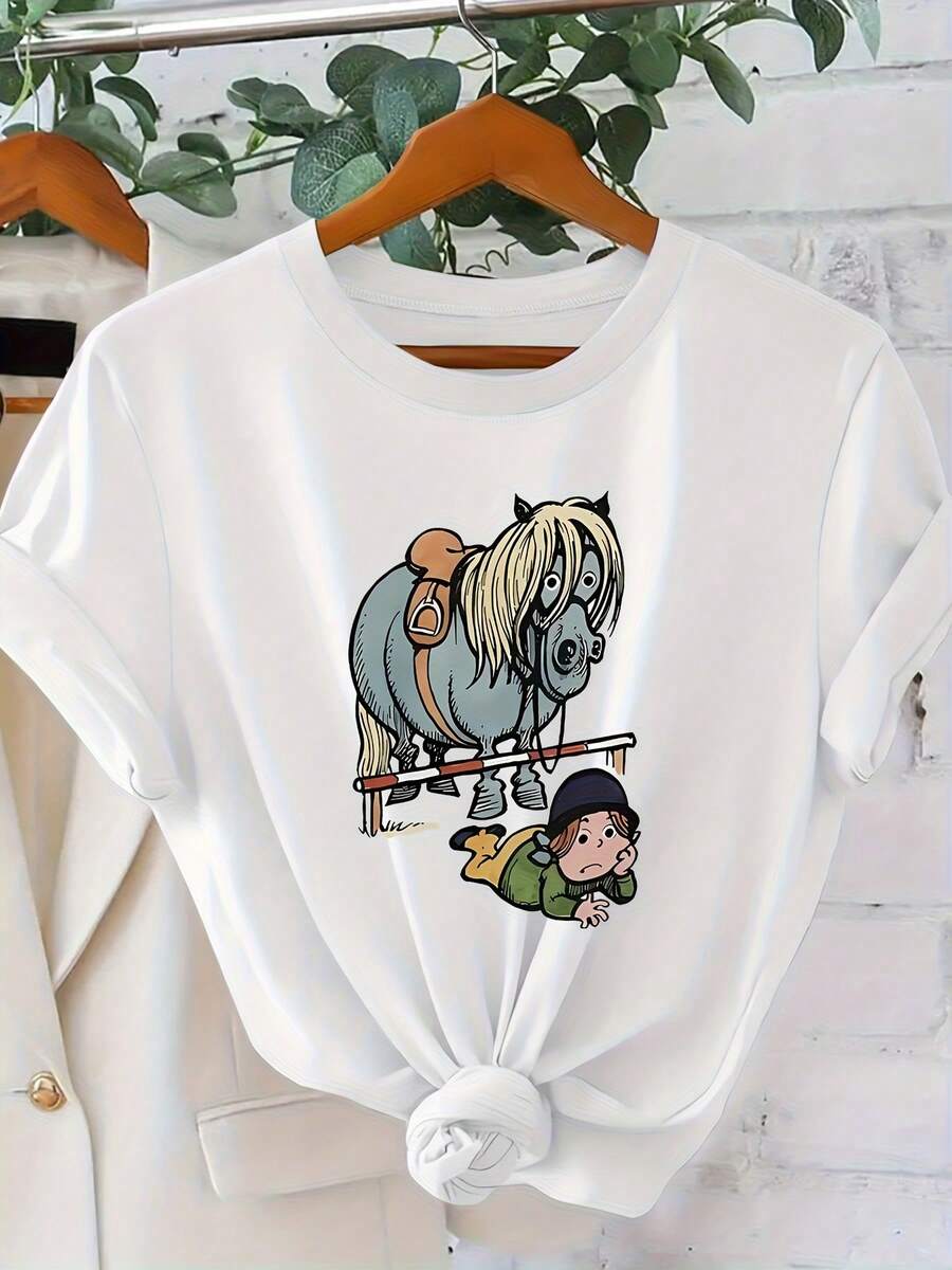 Camiseta unisex de manga corta, para mujerEcuestreMontar a caballoMontar a caballoCamiseta-Caballo&ciclistaEcuestreismoImprimirCortoMangaBlusaRedondoCuelloInformal&eleganteConjunto de ropaMáquinaLavableparaCaballoAmantesPlayeras para todas las estacioneshombre, , , Dazymujer,romwehombres, bohochic,maestrasregalos,camisetaparaconjuntos de mujercon curvasparamu,y2k, - Blanco - Ver 1