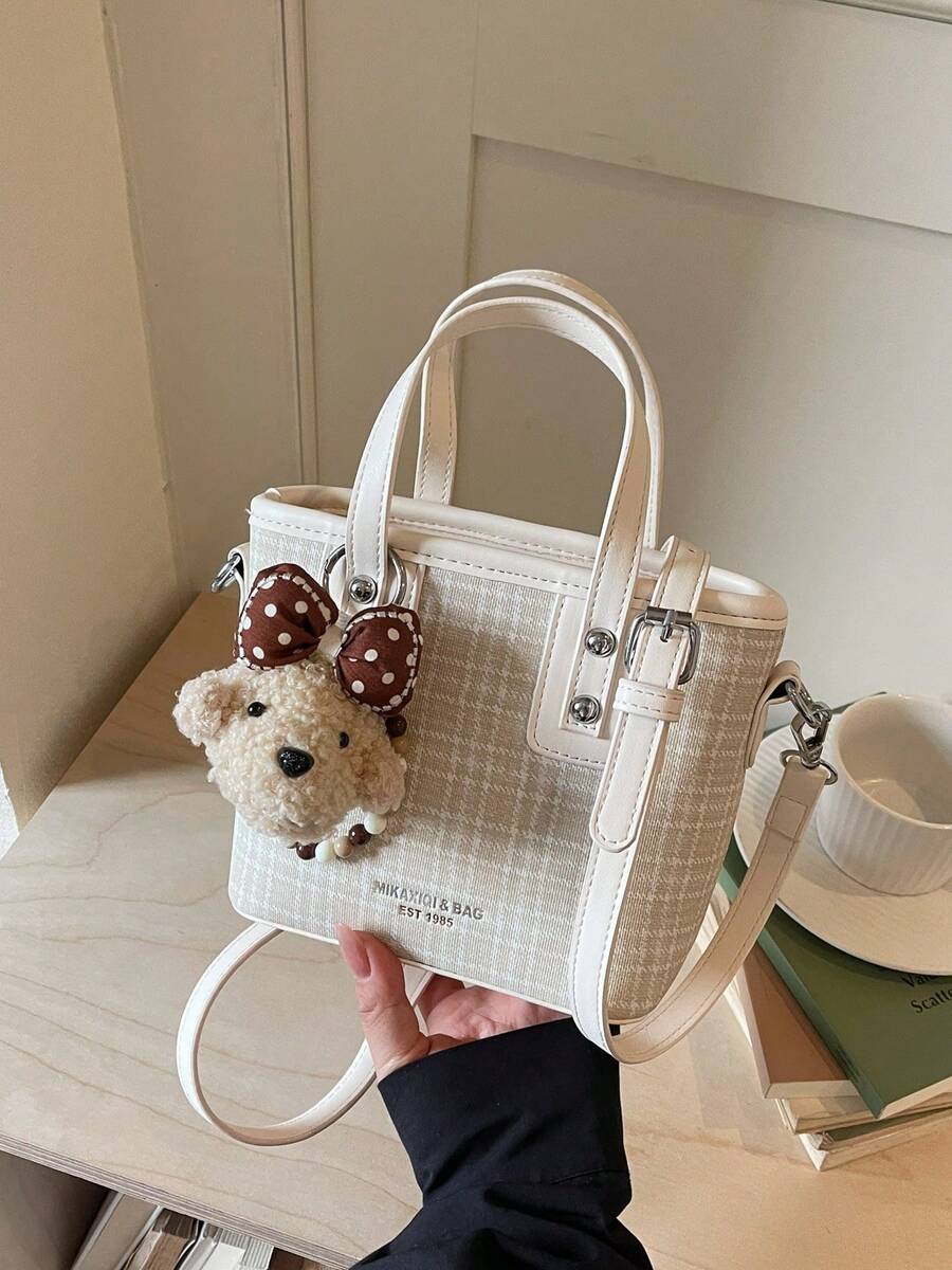 Faux Leather Solid Color Mini Bucket Bag, Versatile Casual Handbag & Shoulder Bag