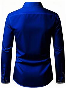 Officeau 2026 Men's Long Sleeve Single-Breasted Casual Shirt For Business/Commute - Blue - View 4