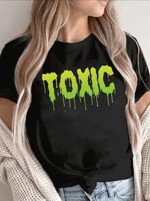 1 camiseta de poliéster de manga corta, con un vibrante diseño estampado de efecto de goteo en verde, ligera y duradera, adecuada para el hogar, cafeterías o uso casual al aire libre, cómoda y ajustada para el uso diario, 180g Algodón 100%. - Negro - Ver 11