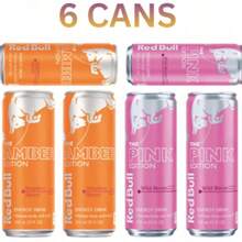 Red Bull Energy Drink Variety Pack 6 Cans – Amber Strawberry Apricot & Pink Wild Berries, 114mg Caffeine, Fruity Flavor Combo - Juice - View 1