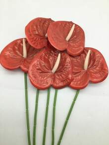 10/5入人造紅色蠟燭花（紅色）仿真紅火烈鳥花苞葉尾花 假植物 適合婚禮、辦公室、派對、飯店、居家桌面裝飾，適用於房間裝飾、餐桌裝飾、家居裝飾、桌面裝飾、季節性裝飾 - 紅色 - 查看 4