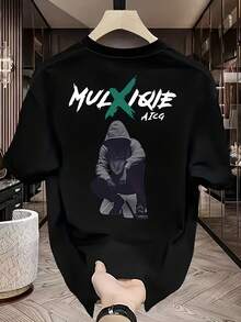 Nueva Camiseta de Verano de Estilo Americano Urbano, Cuello Redondo, Manga Corta, Diseño Oversize, Estilo de Nicho de Alta Gama, Moda Casual y Fresca, Versátil, Top de Manga Media para Parejas - Negro - Ver 1